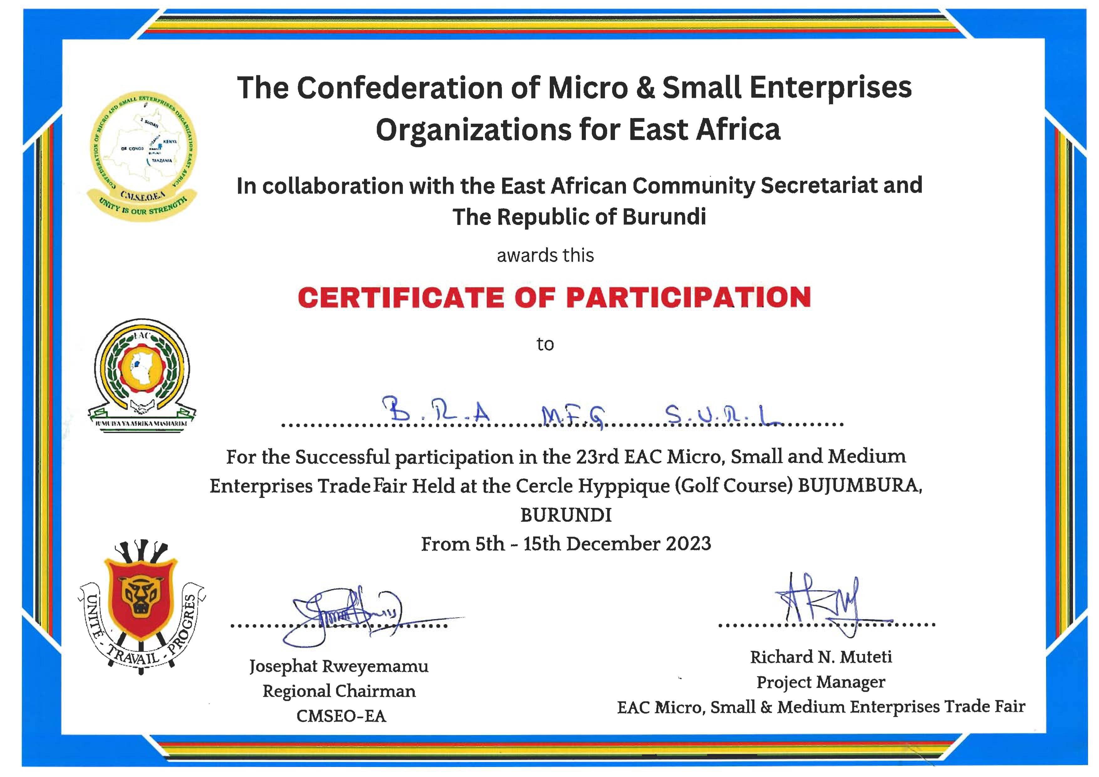 Participation in the Confederation of Micro & Small Enterprises.